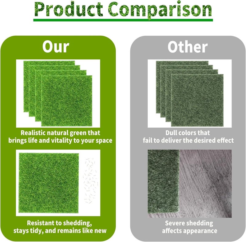 KAEZDD 12 Packs 6 X 6 Inch Fake Grass Decor for Crafts, Artificial Grass for Miniature Ornament Projects, Model Turf Grass for DIY Fairy Garden Accessories and Decor Kit - Image 4